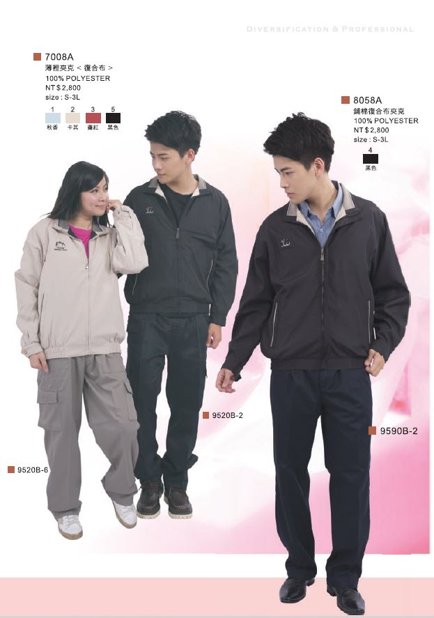 鋪棉復合布夾克 8058A